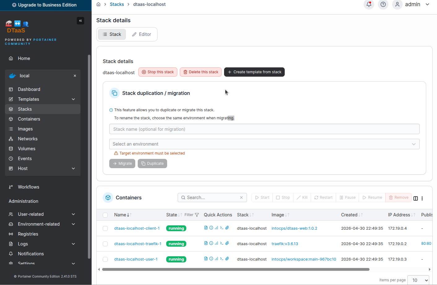 Portainer DTaaS Stack