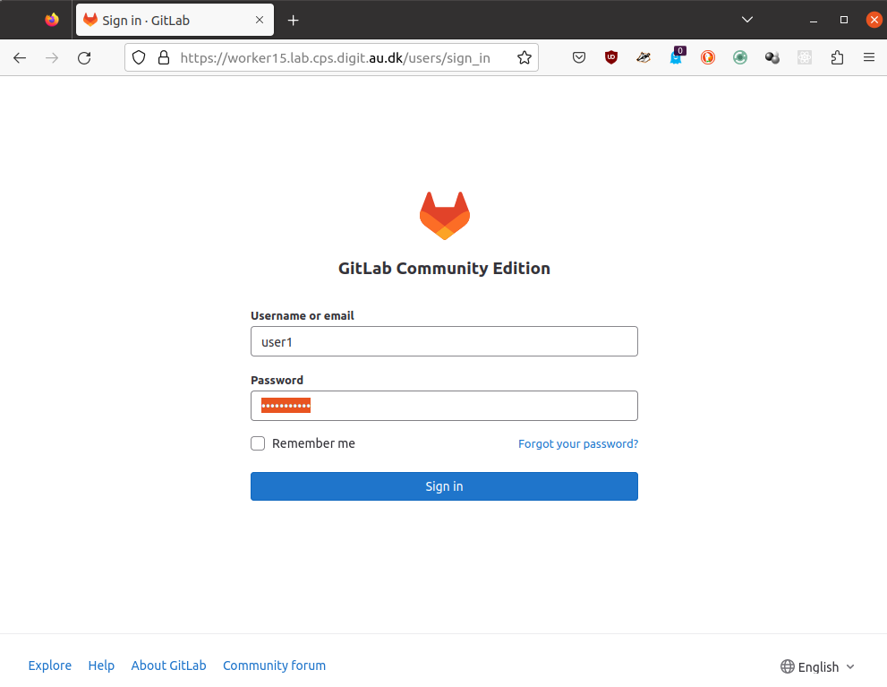 Gitlab login form