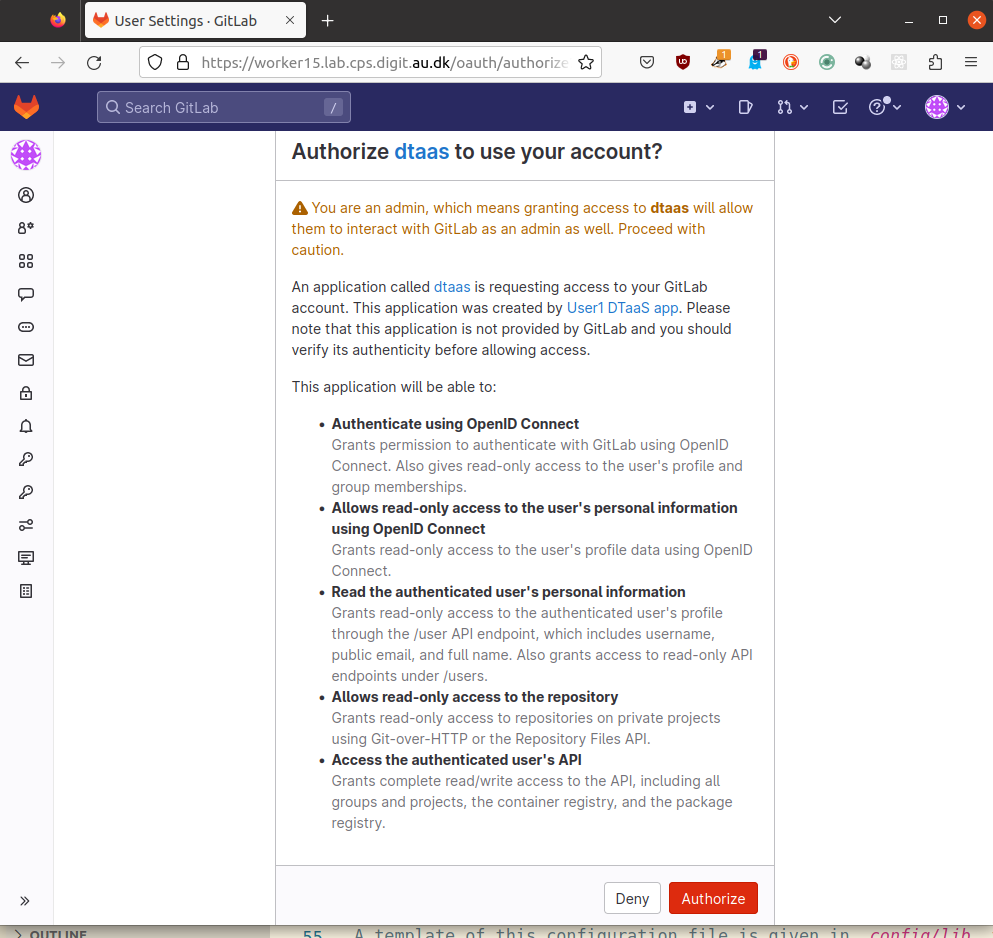 Gitlab OAuth permission