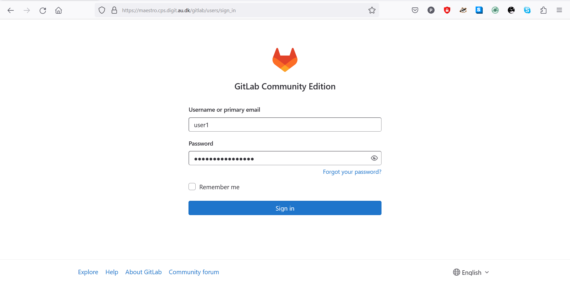 Gitlab login form