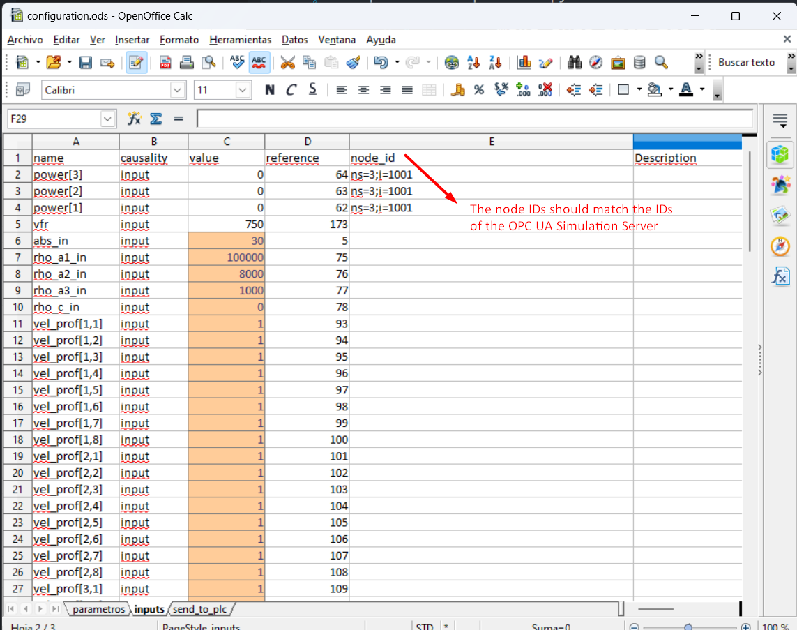 Configuration input