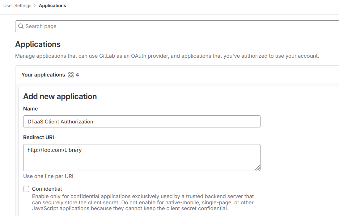 Creation of Client OAuth 2.0 Application
