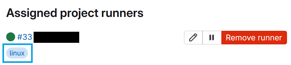 Assigned Runners. One has been assigned the tag of "linux"