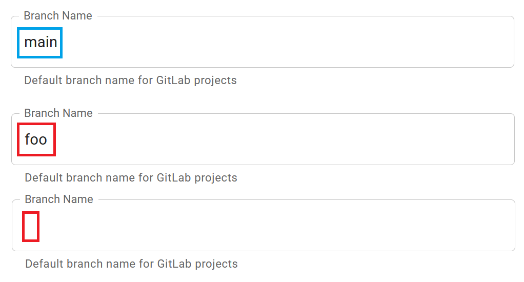 Allowed and unallowed Branch values