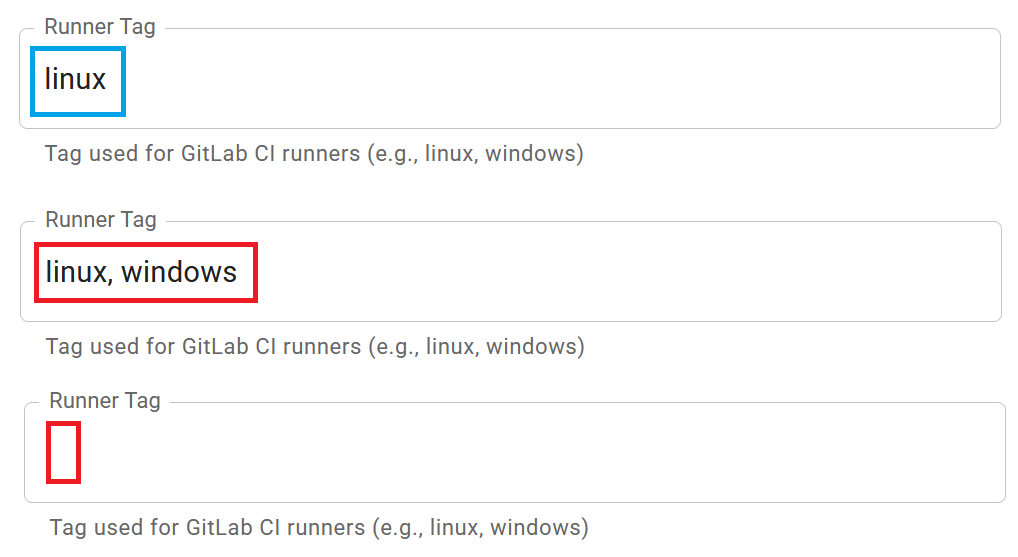 Allowed and unallowed Runner Tag values