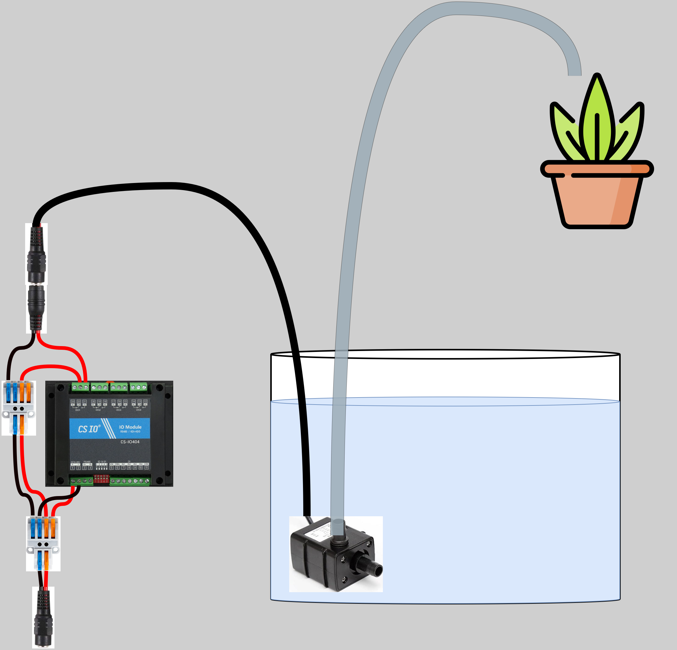 How to connect the pump to relay and water tank.